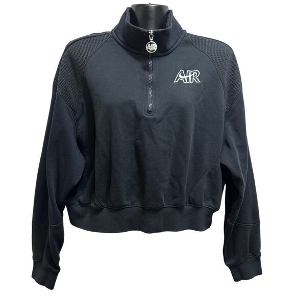 Nike Sportswear Air 1/4 Zip Cotton Cropped Top Pullover M Black Streetwear Urban - Picture 1 of 7